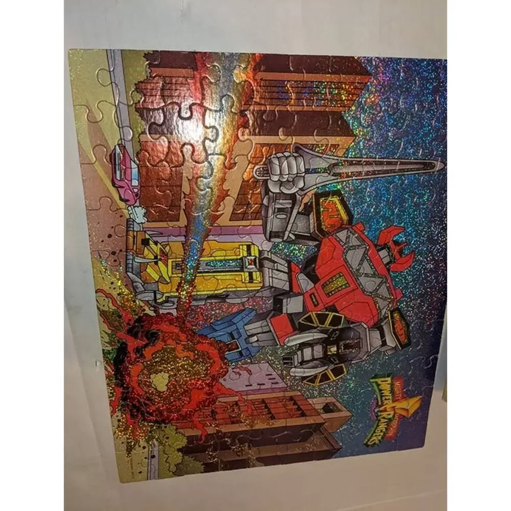 Vintage 1994 Mighty Morphin Power Rangers Megazord 100 Pc Holographic Puzzle MB